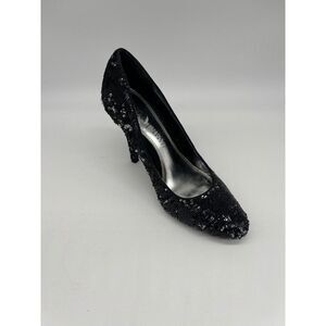 White House Black Market Women Black Sequin Pump Heels Size 6